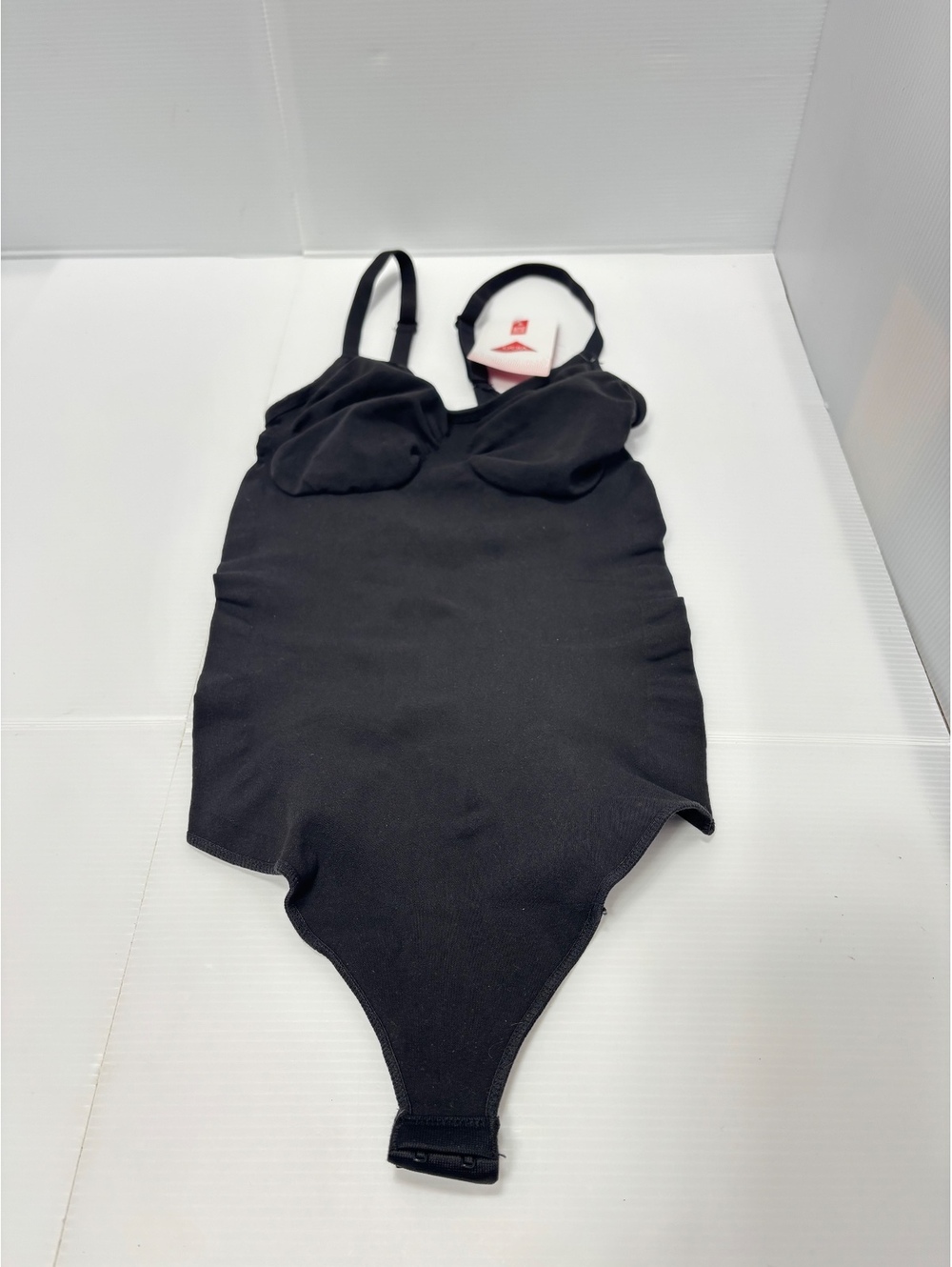 Black Lycra Bodysuit with Adjustable Straps and Hook Closure S/M